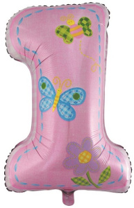 Шар цифра Первый день рождения Девочка