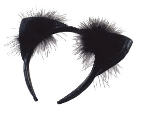 Уши кошачьи виниловые чёрные с мехом