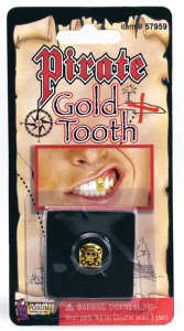 Зуб пирата золотой с черепом 
