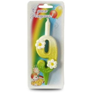 3070 свечи тортовые цифры с ромашками 9  4606021001468