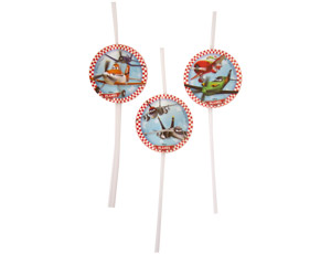 Трубочка д/кокт Самолеты 24см 6шт/уп