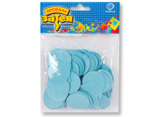 Конфетти Круги п/э голубые 35мм 100гр