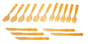 столовые приборы вилка, нож, ложка (набор 18 шт), цвет оранж