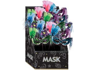 Полумаска на палочке с перьями асс48см/А