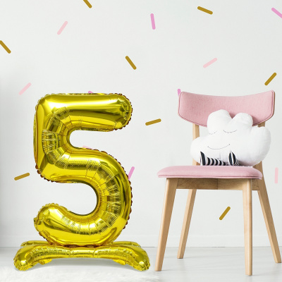 Шар цифра 9 серебро на подставке